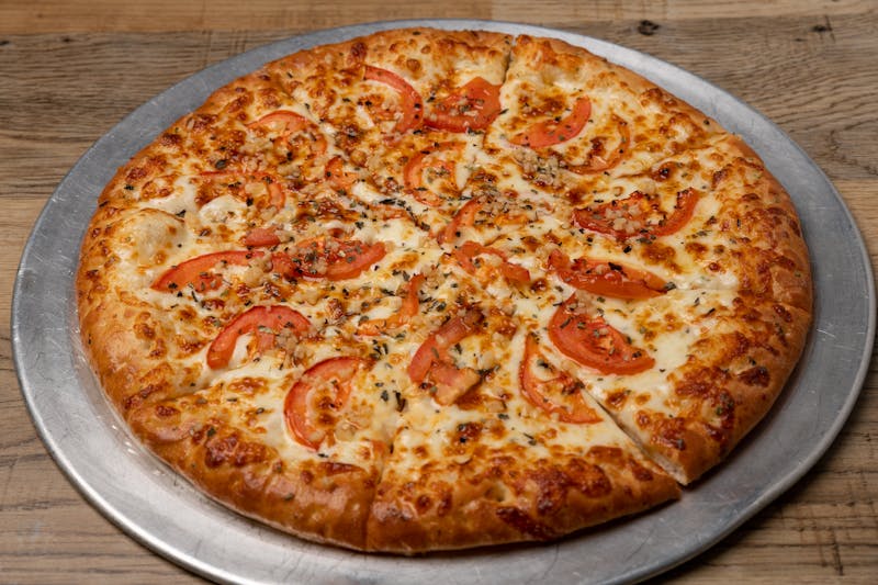 Mega Dough thick crust mods pizza with generous toppings