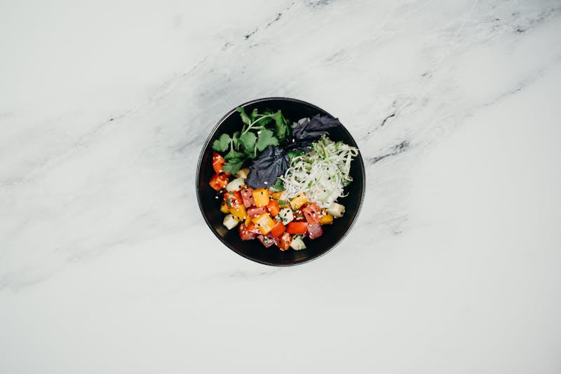 Fresh chopped salad with crisp vegetables and house dressing